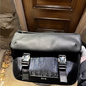 Dior Black and Gray Monogram Messenger Bag